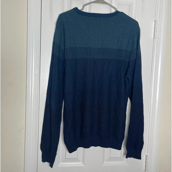 Calvin Klein Sweater size L Modal Blend Stripped Blue Green - Picture 6 of 6